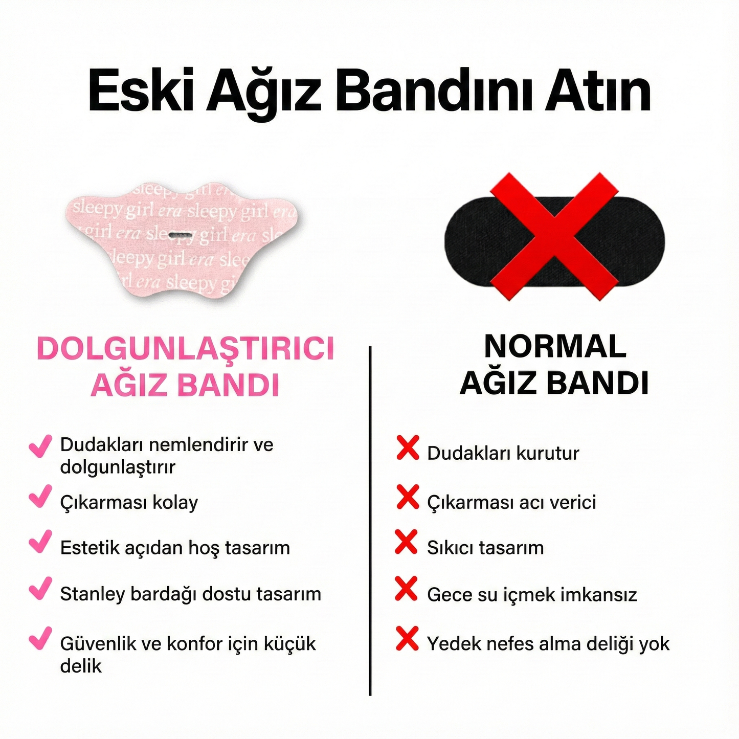 Yüz Şekillendirici & Horlama Önleyici Uyku Ağız Bandı